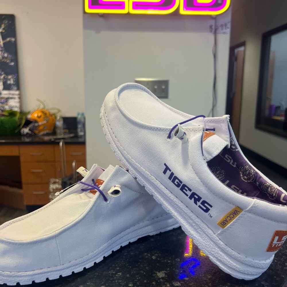 Women White LSU Slip On Shoes